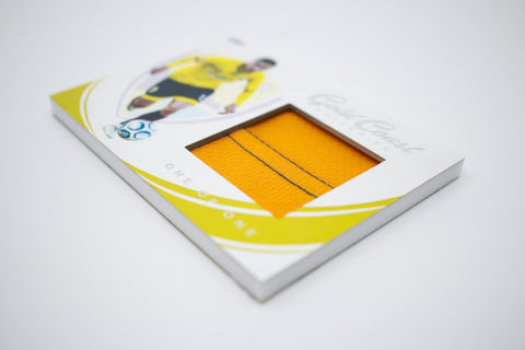 Custom soccer trading cards — true 1 of 1 cards with real soccer ball memorabilia inserts